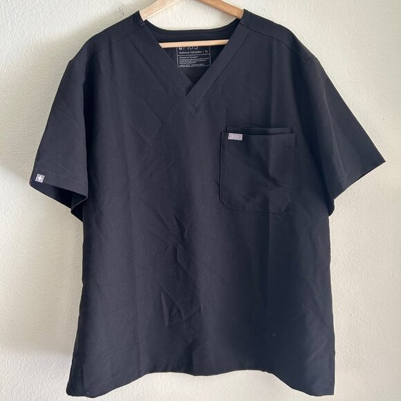 FIGS Men Size XL Black Technical Collection Double Left Chest Pocket Scrub - Picture 1 of 4